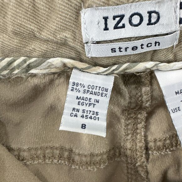 Izod Tan Corduroy Cord Pants Womens Size 8 Stretch Academia Fall Neutral Y2K - Picture 8 of 11